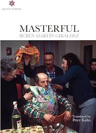 Cubierta de Masterful: título y nombre del autor sobre una fotografía de varios hombres reunidos; traducción de Peter Kahn.